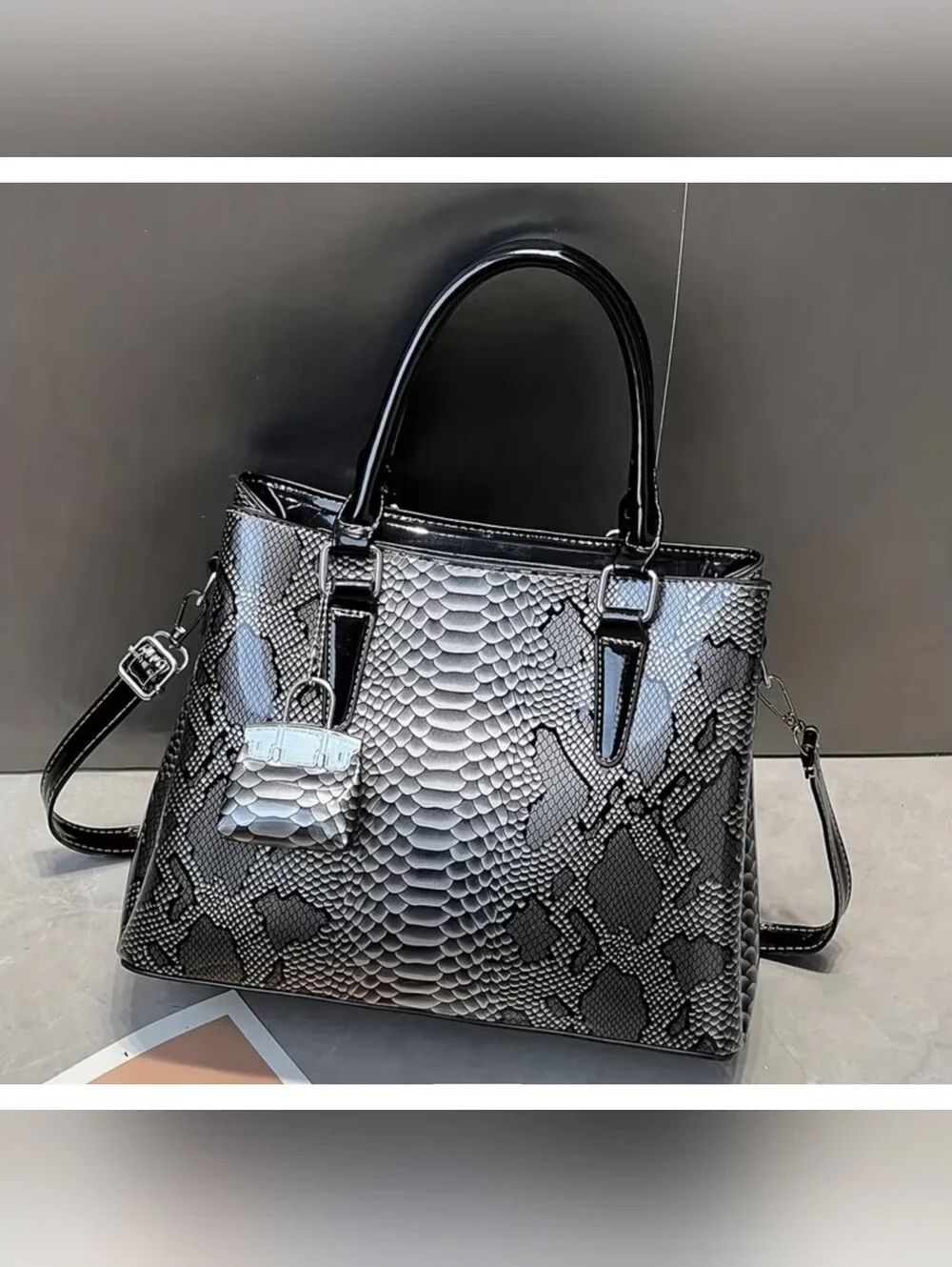 Purple Snakeskin satchel handbag with silver hardware & coin purse...Now $30